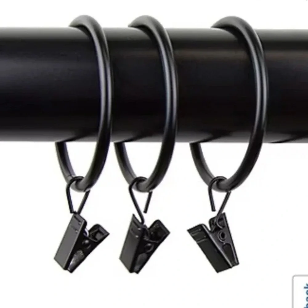 10pc Gunmetal Gray Metal Curtain Slider Rings with Alligator Clips 2 In Diameter